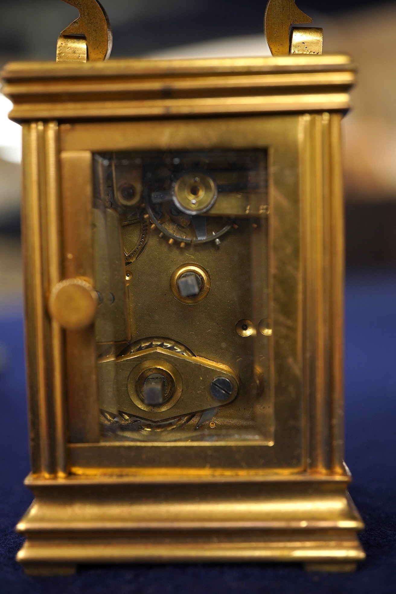 A miniature cased carriage timepiece, with key, 8.5cm high